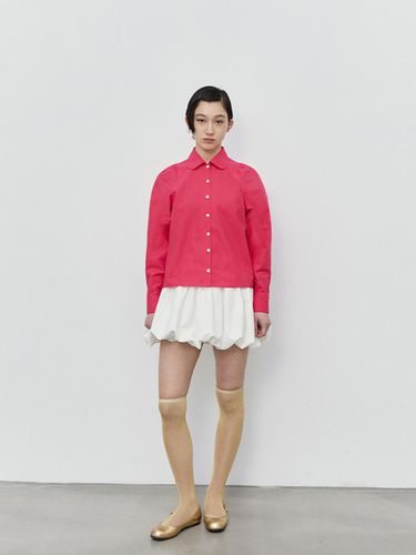 Round Collar Plaid Jacket - Pink - Burmula - Modalova