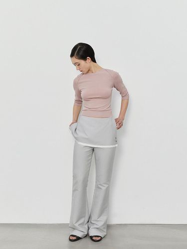 Boatneck Half Sleeve Knit Top - Burmula - Modalova