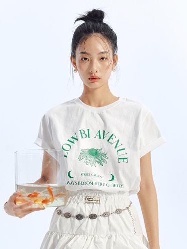 Cotton Dandelion T-shirt_White/Green - LOWBI - Modalova