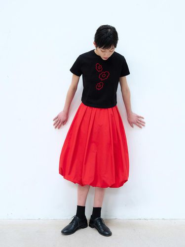 Banded Balloon Skirt - Red - Burmula - Modalova