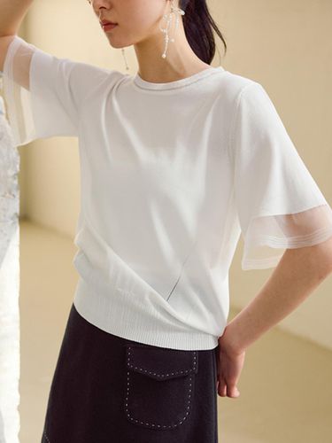 Sheer Frill Short Sleeve Knit T-shirt_2 Colors - JUARR - Modalova