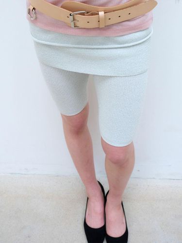 Knit Layered Biker Shorts - Silver - Burmula - Modalova