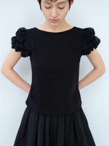 Puff Sleeve T-shirt - Black - Burmula - Modalova