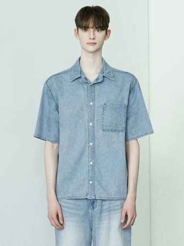 Denim Half Shirt_Light Blue - WAAR FOR MEN - Modalova