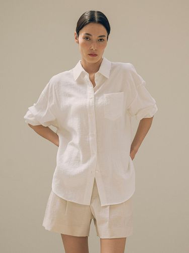 Oversized Lounge Silky Shirt_White - Siyazu - Modalova