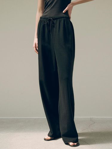 Mini Terry Wide Banding Pants_Black - Siyazu - Modalova