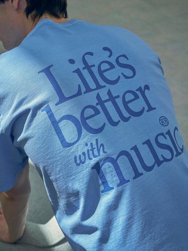 Music Printing T-shirt_Sky Blue - HALBKREIS LAYOUT - Modalova