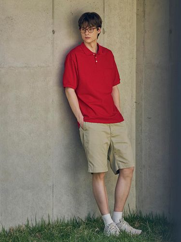 Relaxed Pique T-shirt_Red - HALBKREIS LAYOUT - Modalova