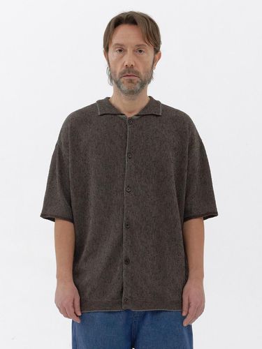 Textured Paper Half Shirt_Khaki Brown - KNITLY - Modalova