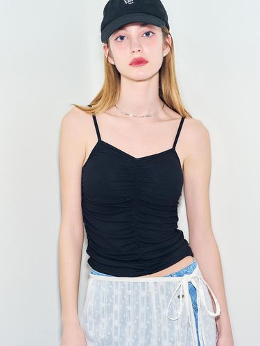 Shirring Bra Cap Sleeveless Top_Black - GENERAL IDEA - Modalova