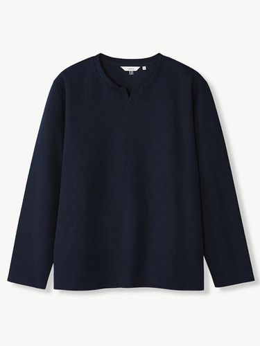 Slit-neck Long Sleeve T-shirt_Navy - STCO - Modalova