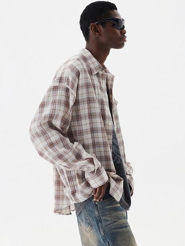 Oversized Plaid Shirt - Beige - DNSR - Modalova