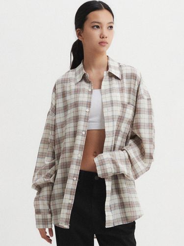 Oversized Plaid Shirt - Beige - DNSR Women - Modalova