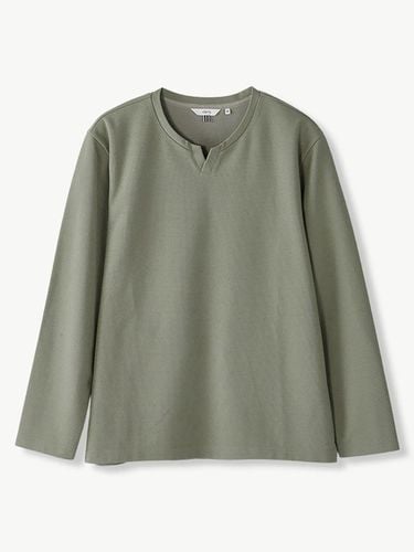 Slit-neck Long Sleeve T-shirt_Green - STCO - Modalova