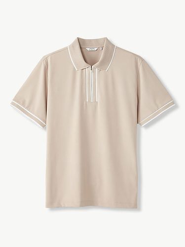 Zipper Collared T-shirt_Beige - STCO - Modalova