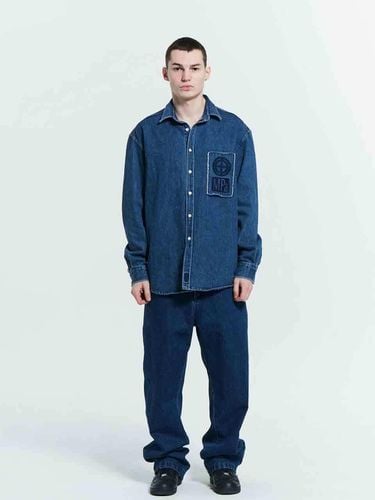 MPa Scratched Denim Shirt_Mid Blue - PLASTIC PRODUCT - Modalova