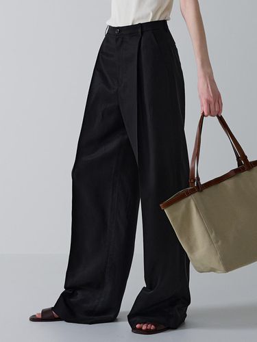 Linen Wide Pants_Black - FACADE PATTERN - Modalova