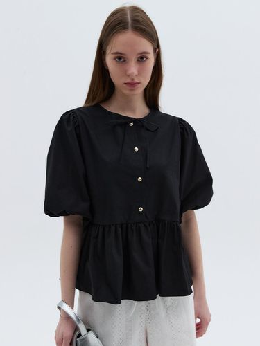 Two-Way Puff Peplum Blouse_Black - OSTKAKA - Modalova