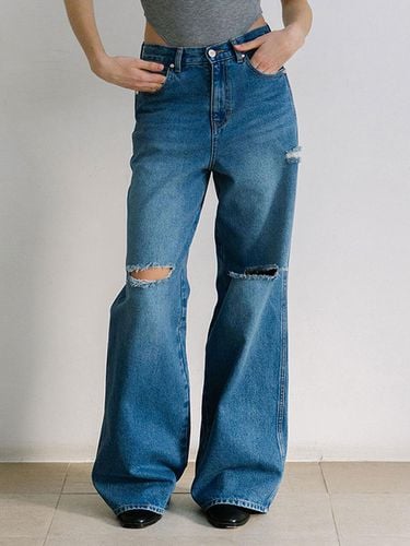 Destroyed Wide Denim Pants_Indigo Medium - Wrangler - Modalova