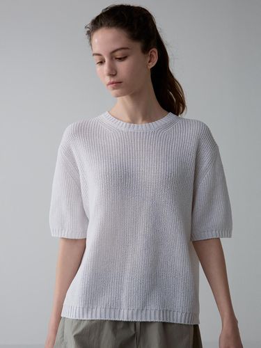 Paper Half Sleeve Knit Top_White - FACADE PATTERN - Modalova