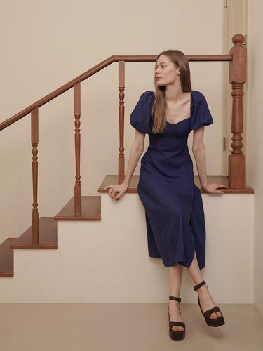 Blair Heart Neck Long Dress_Navy - Sincethen - Modalova