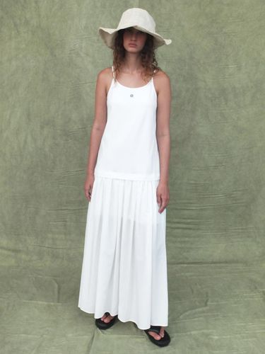 Cotton Shirring Maxi Dress_White - Enor - Modalova