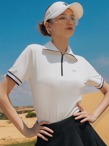 Half Zip Up Collared Pique T-shirt - OBER GOLF & SPORTS - Modalova