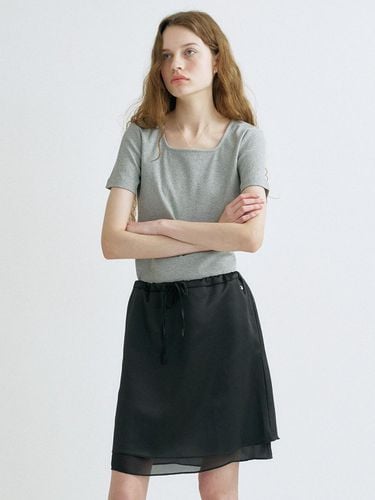 S Satin layered Midi Skirt_Black - ANEDIT - Modalova