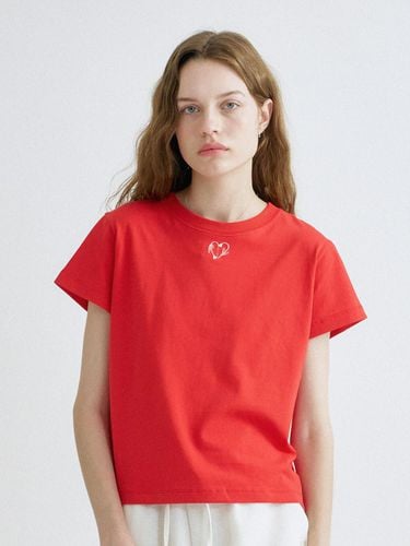 S Heart Embroidery T-shirt_Red - ANEDIT - Modalova