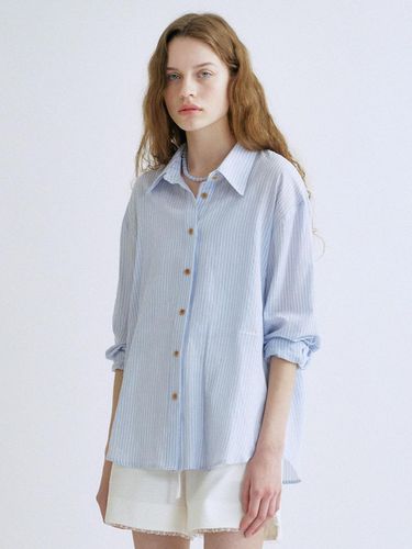 S Logo Embroidery Stripe Shirt_Sky - ANEDIT - Modalova