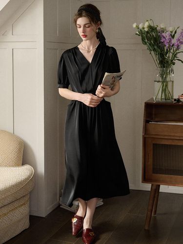 SR_Pocket V-neck dress - Black - Simple Retro - Modalova