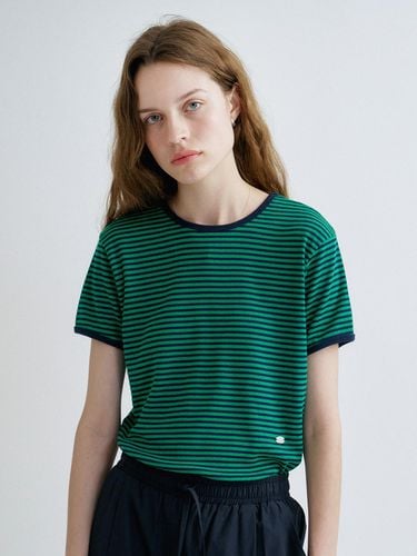 S Punching Stripe Rip T-shirt_Green Navy - ANEDIT - Modalova