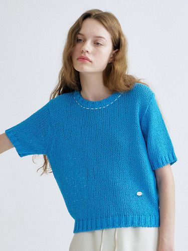 S Hand Stitch Summer Slub Knit Top_Blue - ANEDIT - Modalova