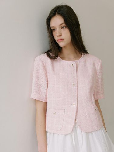 Check Tweed Jacket - Pink - Laminez - Modalova