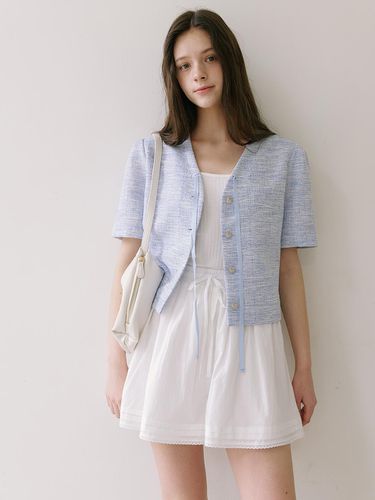 Tweed Blouse Jacket - Sky Blue - Laminez - Modalova