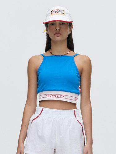 Knit Strap Sleeveless Top_Blue - MENASOO - Modalova