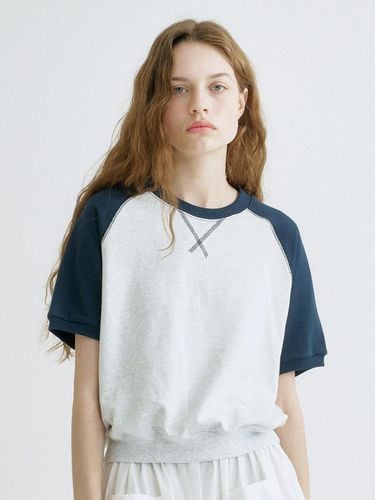 S Stitch Point Sweatshirt_White Melange Navy - ANEDIT - Modalova