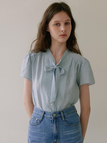 Plain Tie Blouse - Sky Blue - Laminez - Modalova