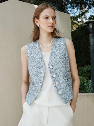 Jewel button Point Tweed Vest - MEZARR DE VON - Modalova