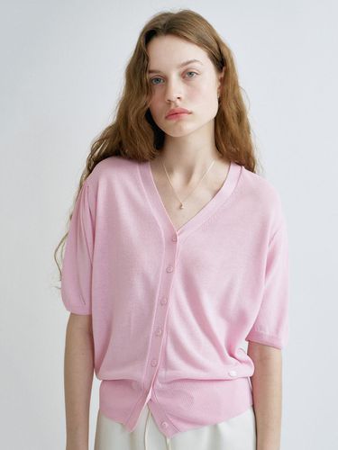 S kylie Linen V Neck Knit Cardigan_Pink - ANEDIT - Modalova