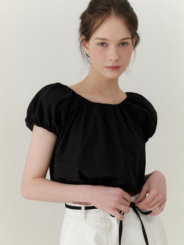 Roof Shirring Blouse - Black - RE_L - Modalova