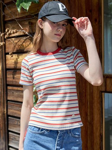 Multi Stripe T-Shirt_Red - PINK PINEAPPLE - Modalova