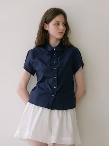 Round Collar Blouse - Navy - Laminez - Modalova