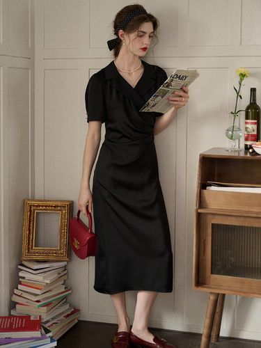 SR_Notched Lapel Dress - Black - Simple Retro - Modalova