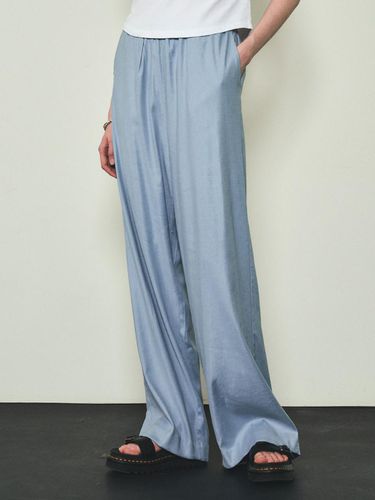 Linen Wide Leg Banded Pants - CITTA - Modalova