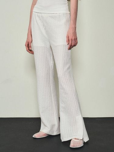 Slit Jacquard Bootcut Pants - White - CITTA - Modalova