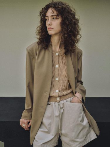 Linen Collarless Jacket - Brown - CITTA - Modalova