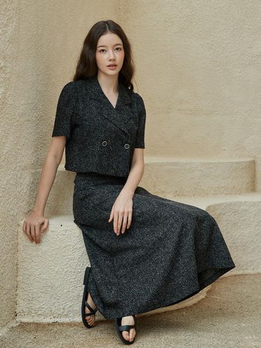 Tweed A Line Long Skirt_Black - bibyseob - Modalova