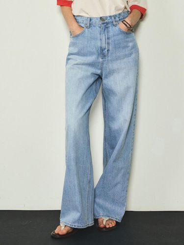 Slub Wide Leg Jeans - Light Blue - CITTA - Modalova