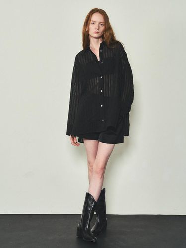 Sheer Stripe Shirt - Black - CITTA - Modalova